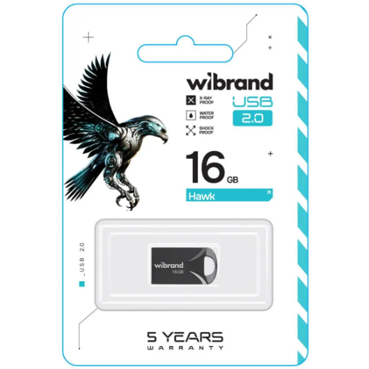 Флешка 16Гб USB 2.0 чорний Hawk Wibrand | Зображення 1