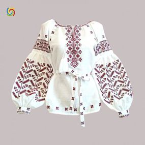 Рубашка Украинская вышиванка 243503 цвет белый размер S/M