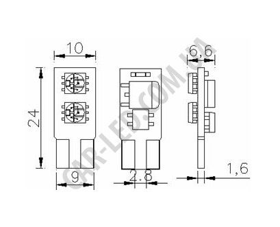 Світлодіодна автолампа T10, H-194-2pcs 5050-SFLA (Chi Ming) | Зображення 1
