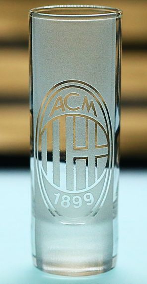 Скляна чарка 60мл ФК Мілан AC Milan  з гравіюванням подарунок для фаната футбольна стопка