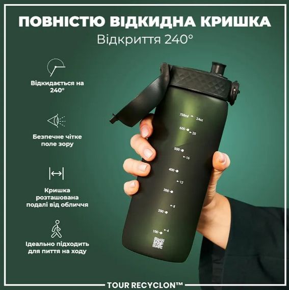 Пляшка для води ION8 750 мл (ЕКО пляшка) BPA Free Dark Green (I8RF750DGRE) | Зображення 4