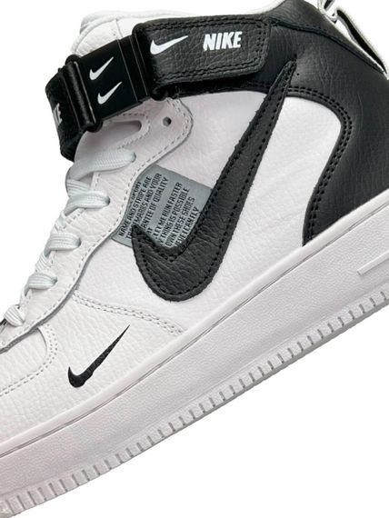 Зимові жіночі кросівки  Air Force 1 Utility High White Black Fur, В'єтнам | Зображення 4