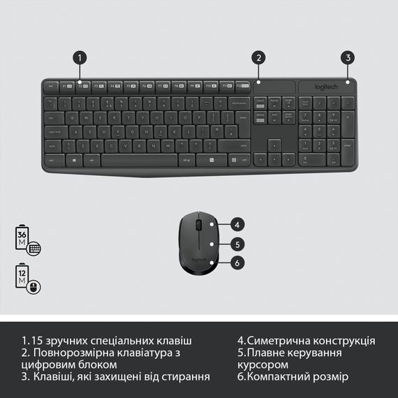 IT набір Logitech MK235 Wireless Combo, US (920-007931) | Зображення 5