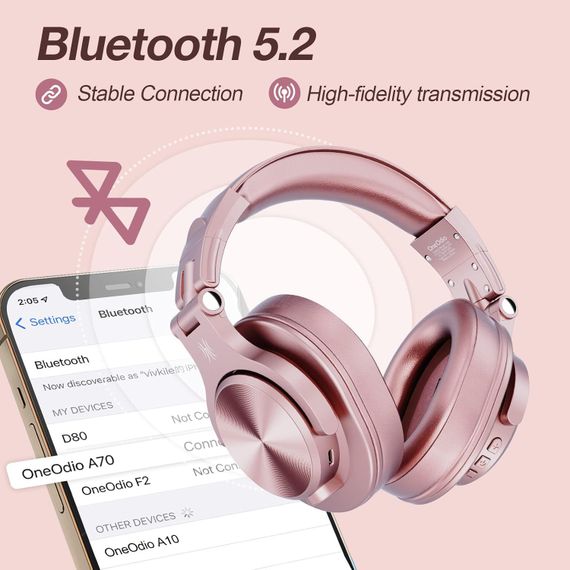 Гарнітура OneOdio Fusion A70, Bluetooth+3,5мм/6,35мм, Rose Gold | Зображення 2