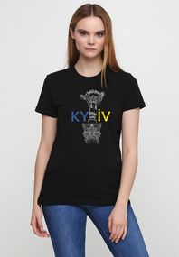 Футболка жіноча чорна з принтом "Київ", L