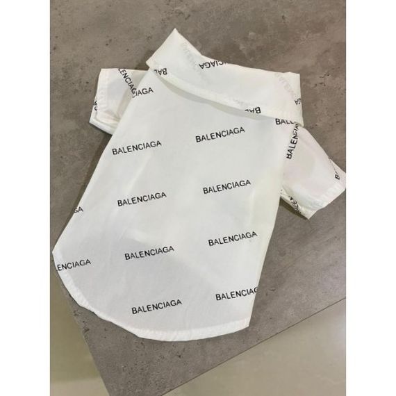 Брендовая рубашка для собак Balenciaga на пуговицах, белая | Зображення 2