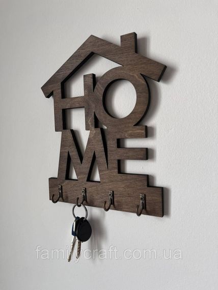 Ключниця настінна вертикальна Home (Будинок) венге на 4 гачки, вішалка тримач для ключів у передпокій з дерева | Зображення 2