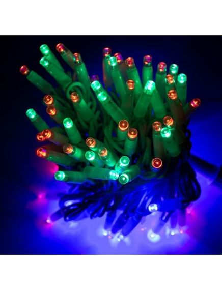 Світлодіодна гірлянда нитка вулична Led (2089) на 80 Bicolor світлодіодів електрична 1 режим 8 м на зеленому дроті Мультиколір | Зображення 2