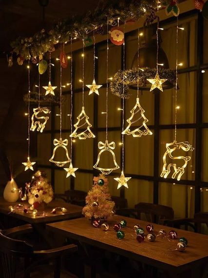 Гірлянди з ефектом мерехтіння з фігурками, Гірлянда-штора новорічна 2.5 м від USB знижка | Зображення 5