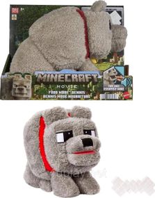 Мягкая интерактивная игрушка Волк Деннис из фильма Майнкрафт Оригинал Mattel Minecraft Dennis The Wolf