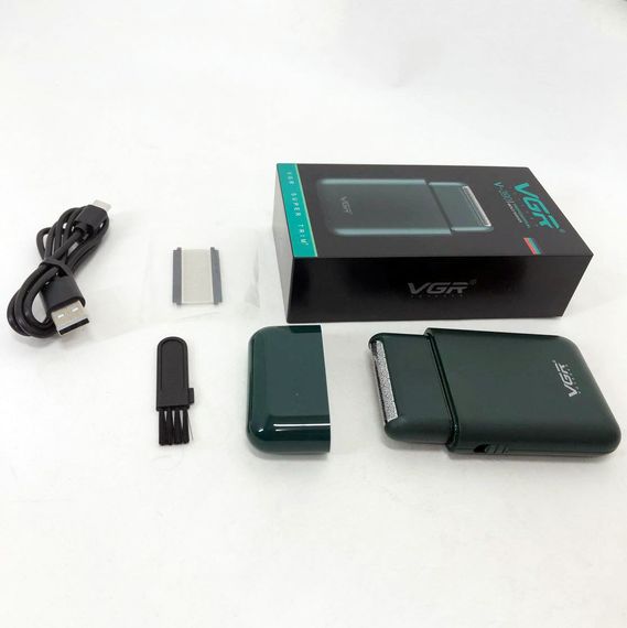 Аккумуляторная мужская мини электробритва VGR V-390 для бритья бороды и усов шейвер. EZ-896 Цвет: зеленый | Зображення 7