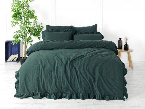 Постільна білизна Limasso Stonewashed Exclusive Ranforse 200 х 220 см Dark Green