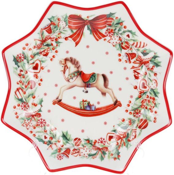 Фарфоровое блюдо снежинка Сhristmas present 25см