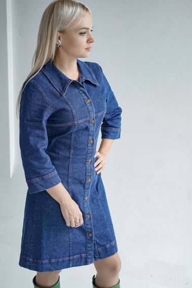Жіноча коротка сукня "PRO РІШУЧІСТЬ" колір синій р.M 445687 | Зображення 3