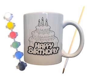 Набор для творчества кружка раскраска С Днем рождения 330 мл белая (КР0061)
