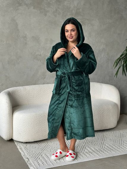 Теплий жіночий зелений халат PLUS SIZE | Зображення 8