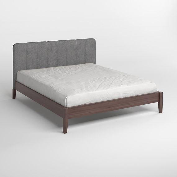 Двоспальне дерев&#039;яне ліжко Mebigrand Лондон ДК Горіх темний/Аляска 93 (Сірий) Б1 160х190 см (MBG-6595) | Зображення 1