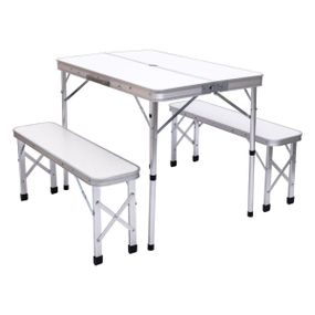 Комплект туристичний стіл + 2 лавки складні меблі Білий Lugi JY-9060W