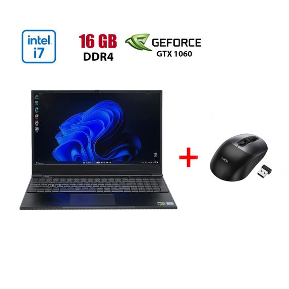 Игровой ноутбук Б-класс Overpowered OP-LP2 / 15.6" (1920x1080) IPS / Intel Core i7-8750H (6 (12) ядра по 2.2 - 4.1 GHz) / 16 GB DDR4 / 480 GB SSD / nVidia GeForce GTX 1060, 6 GB GDDR5, 192-bit / WebCam б/у + Подарок Беспроводная мышь HOCO GM28