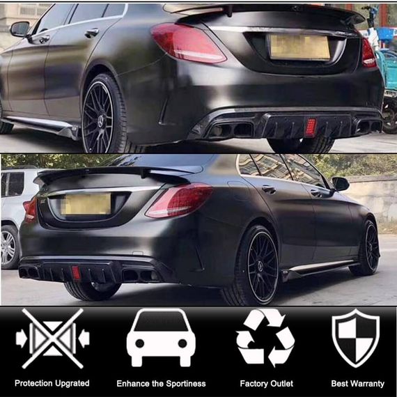 Диффузор заднего бампера с насадками выхлопа (для SD C43 AMG 2015-2021, Карбон) для Mercedes C-сlass W205 | Зображення 1