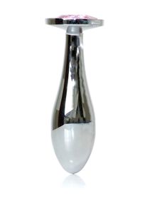Анальна пробка Boss Series Plug Jewellery Silver Rose, металева, рожева, M
