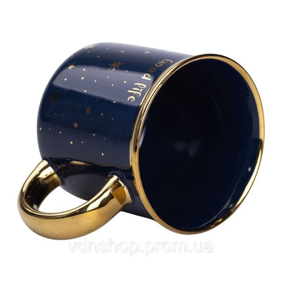 Чашка порцелянова із золотим обідком та позолоченою ручкою 320 (мл) Good life Синя RX-N231506BL | Зображення 2