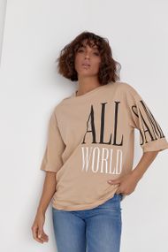 Женская футболка с принтом All World кофейный цвет S/M