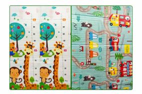 Дитячий двосторонній термо килимок 200*200 в сумці Звірята/Дорога