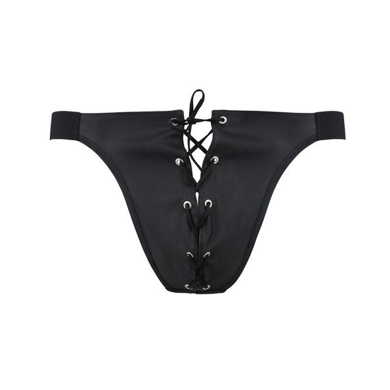 Чоловічі сліпи на шнурівці Passion 044 SLIP BEN XXL/XXXL Black, екошкіра, люверси | Зображення 4