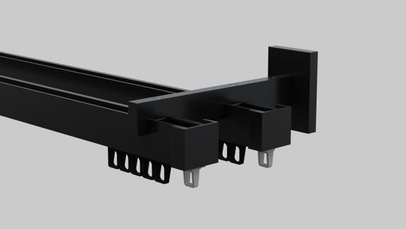 Карнизи для штор стіновий Арин Квадро подвійний Чорний 125 див.