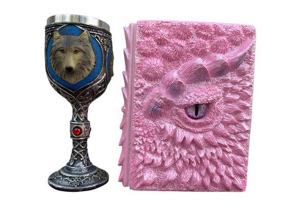 Подарунковий набір Келих 3D Вовки та Блокнот 3D «Дракон Єдинорога»