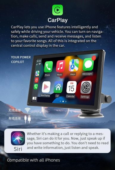 Портативний автомобільний MP5-програвач із 9-дюймовим сенсорним екраном, підтримкою Apple CarPlay та Android Auto | Зображення 9