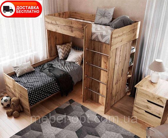 Детская кровать-комната чердак Bed Room 3 цвет Дуб Тахо, выбор цвета корпуса и фасадов