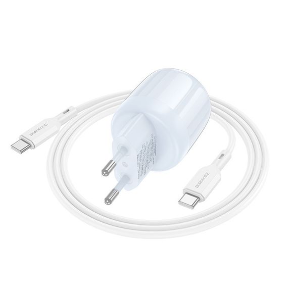 СЗУ Borofone BA94A Lustrous PD30W+QC3.0 (1USB-A/1C) + кабель Type-C to Type-C Blue | Зображення 1