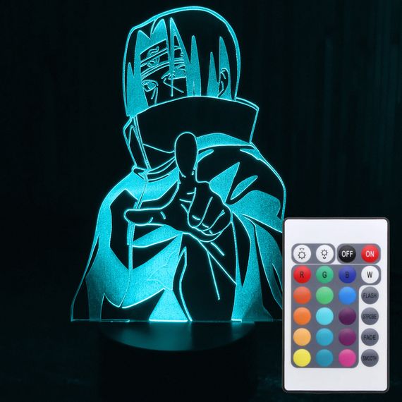Акриловый светильник-ночник с пультом 16 цветов Учиха Итачи 3 tty-n000534