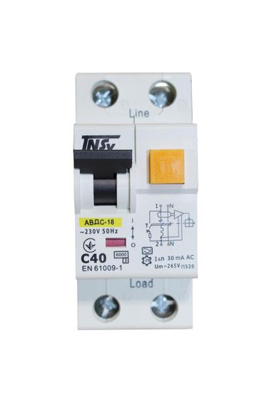Автоматический выключатель дифференциального тока АВДс-18 2Р 40А 30мА тип АС 6 кА х-ка С Ny95506290 | Зображення 1