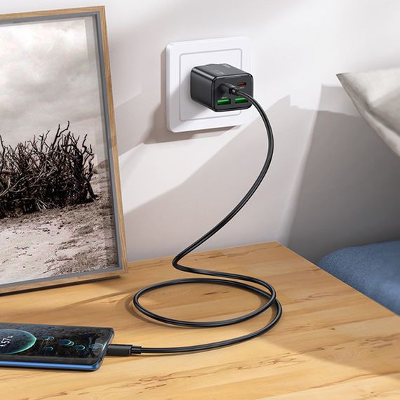 МЗП Hoco N56 Fundador PD30W four-port (2USB-A/2C) + кабель Type-C to Type-C Black | Зображення 4
