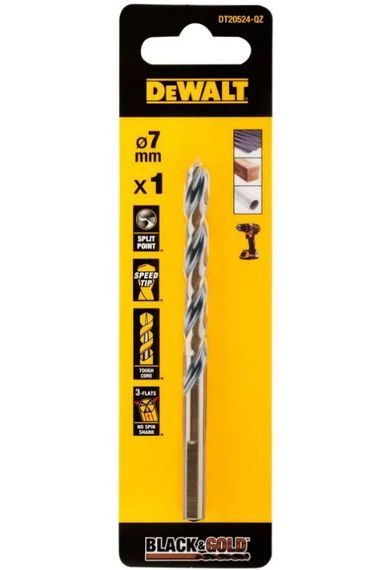 Свердло по металу DeWalt BLACK & GOLD HSS-G 7 мм (DT20524)