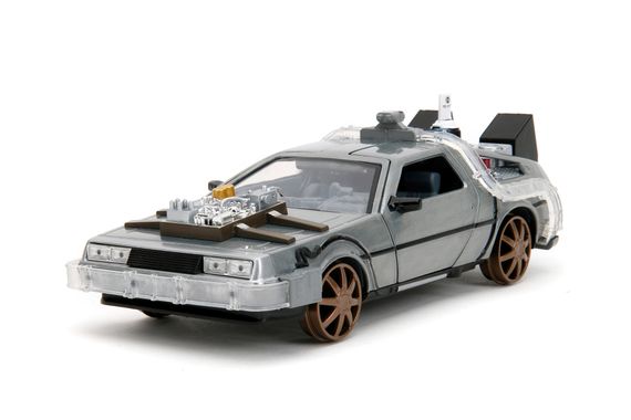 Игровая металлическая машинка Назад в будуйщее 3 Time machine с светодиодами | Зображення 6