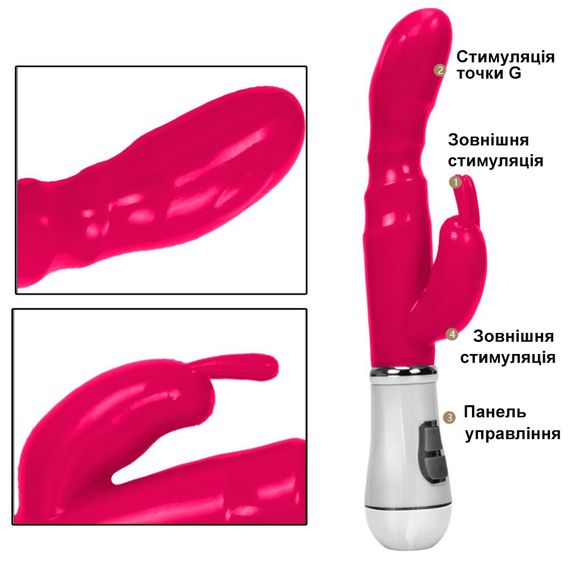 Вибратор-Rabbit для двойной стимуляции ( красный, питание USB) | Зображення 4