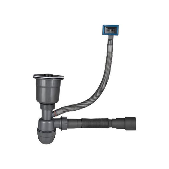 Сифон LK15 для кухонної мийки Bruch PVD, випуск 115 мм колбовий з квадратним переливом Black (вихід гофри 40/50 мм) Lidz