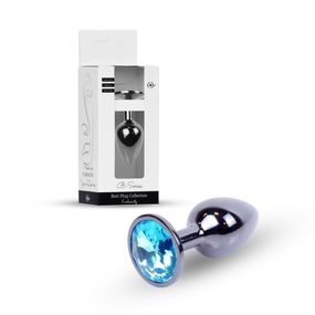 Анальна пробка - Jewellery Dark Silver PLUG- Light Blue