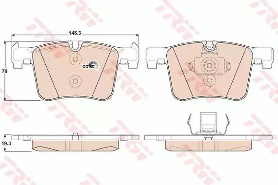 Колодки гальмівні дискові BMW X3 20 DX, 20IX, BIS 10/11-, X3 35IX (F25) 2011-передн. , TRW (GDB1942