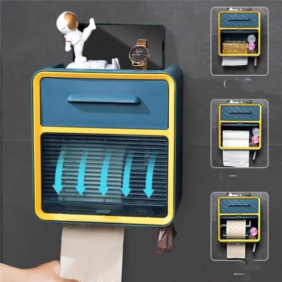 Навісний органайзер-тримач для туалетного паперу з полицею та відділеннями для серветок, паперів, пакетів | Зображення 1