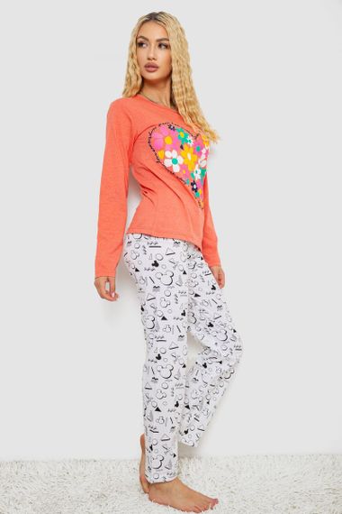 Пижама женская с принтом, цвет оранжевый, 243R1051 | Зображення 2