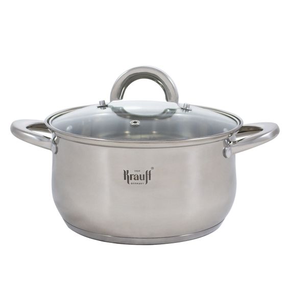 Каструля Krauff Steil 26-238-075, 3.4 л, 20 см, з нержавіючої сталі з кришкою, для всіх типів плит