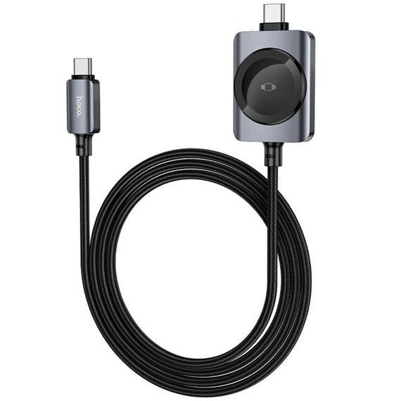 Дата кабель Hoco CW66 2in1 Type-C to iWatch/Type-C PD100W (1.2m) Black | Зображення 3