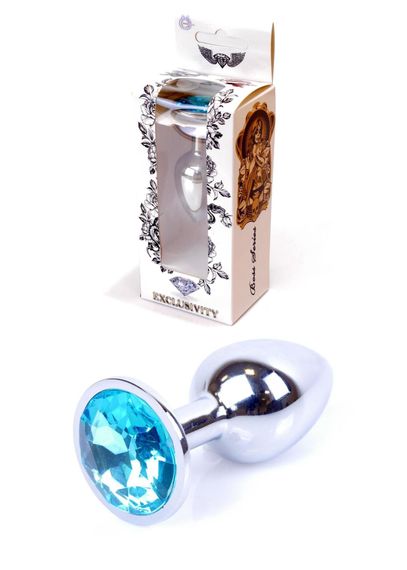 Анальная пробка Exclusivity Jewellery Silver Plug Голубой 2,7 см | Зображення 3