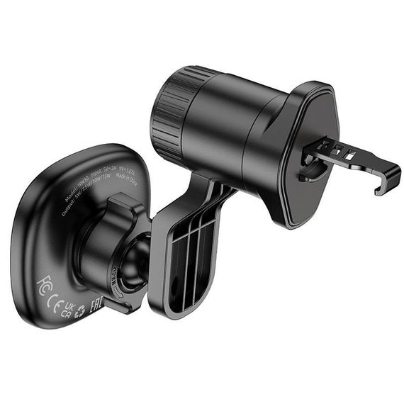 Автотримач з БЗП Hoco HW30 Crown magnetic 15W (air outlet) Black / Metal gray | Зображення 3