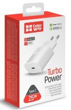 Зарядний пристрій мережевий Type-C 25W білий ColorWay CW-CHS033PD-WT